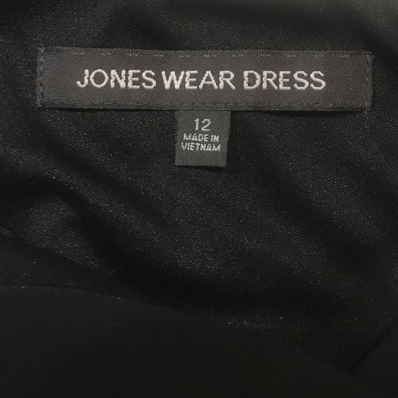 Jones Black & Silver V-Neck Black Trim Dress Size 12 - Picture 7 of 12